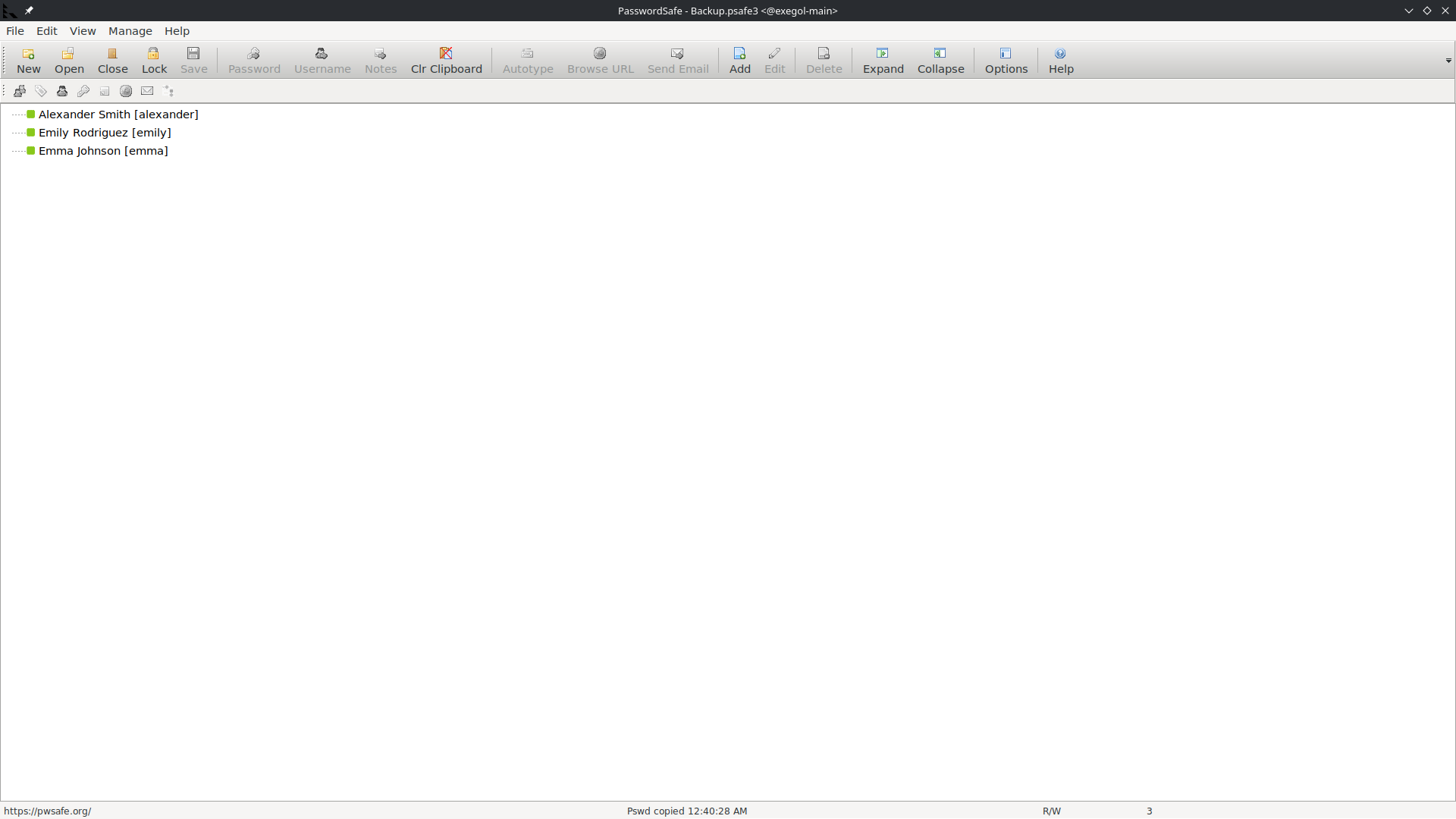 password manager GUI